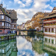 Traditional half-timbered houses on the canals district La Petit