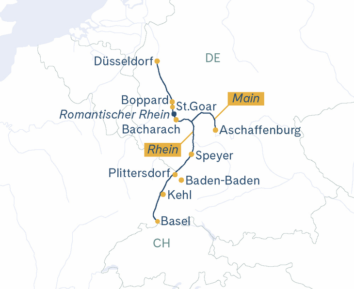 Routenplan Thurgau Gold Basel-Düsseldorf-Basel