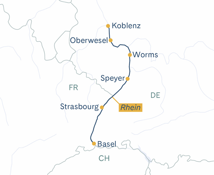 Routenplan Rhein in Flammen
