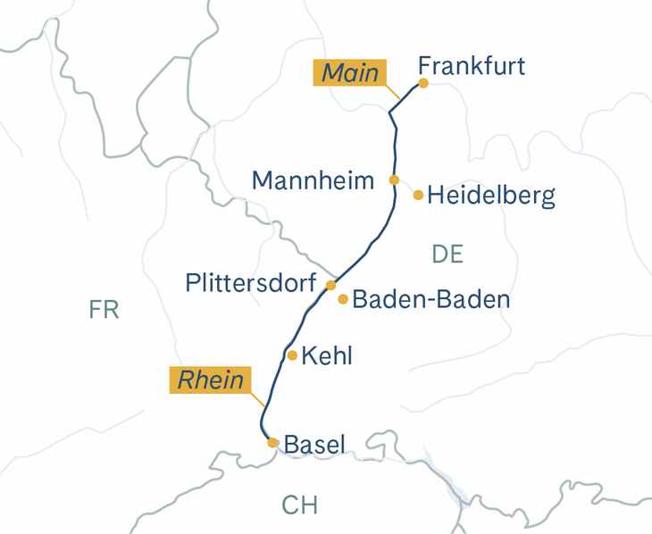Routenplan Basel-Mannheim-Frankfurt-Basel