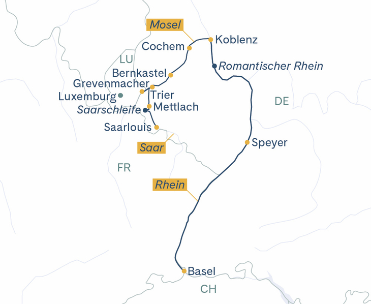 Routenplan Basel-Trier-Basel