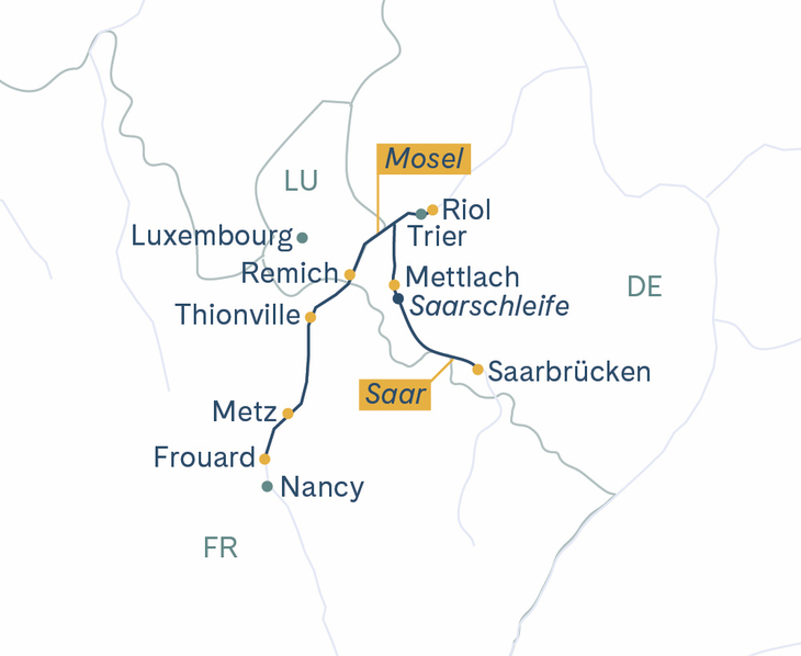 Routenplan Saarbrücken-Nancy
