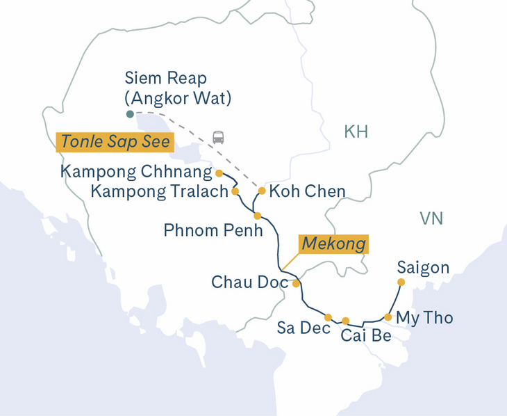 Routenplan 8 Tage Mekong