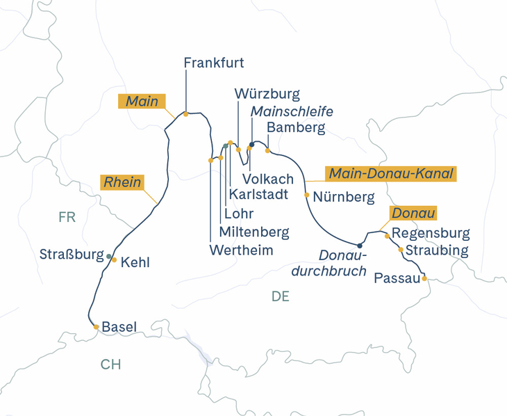 Routenplan DE Antonio Bellucci Würzburg-Basel