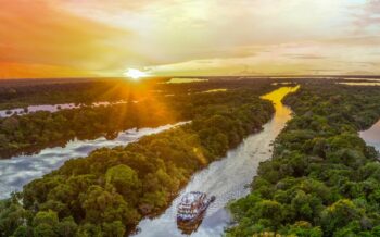 Jangada Amazonas Sonnenuntergang
